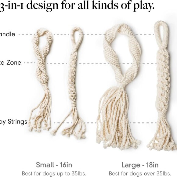 Natural, Non-Toxic Cotton Rope Toys for Small and Medium Dogs | 2-Pack | Include - Picture 4 of 6